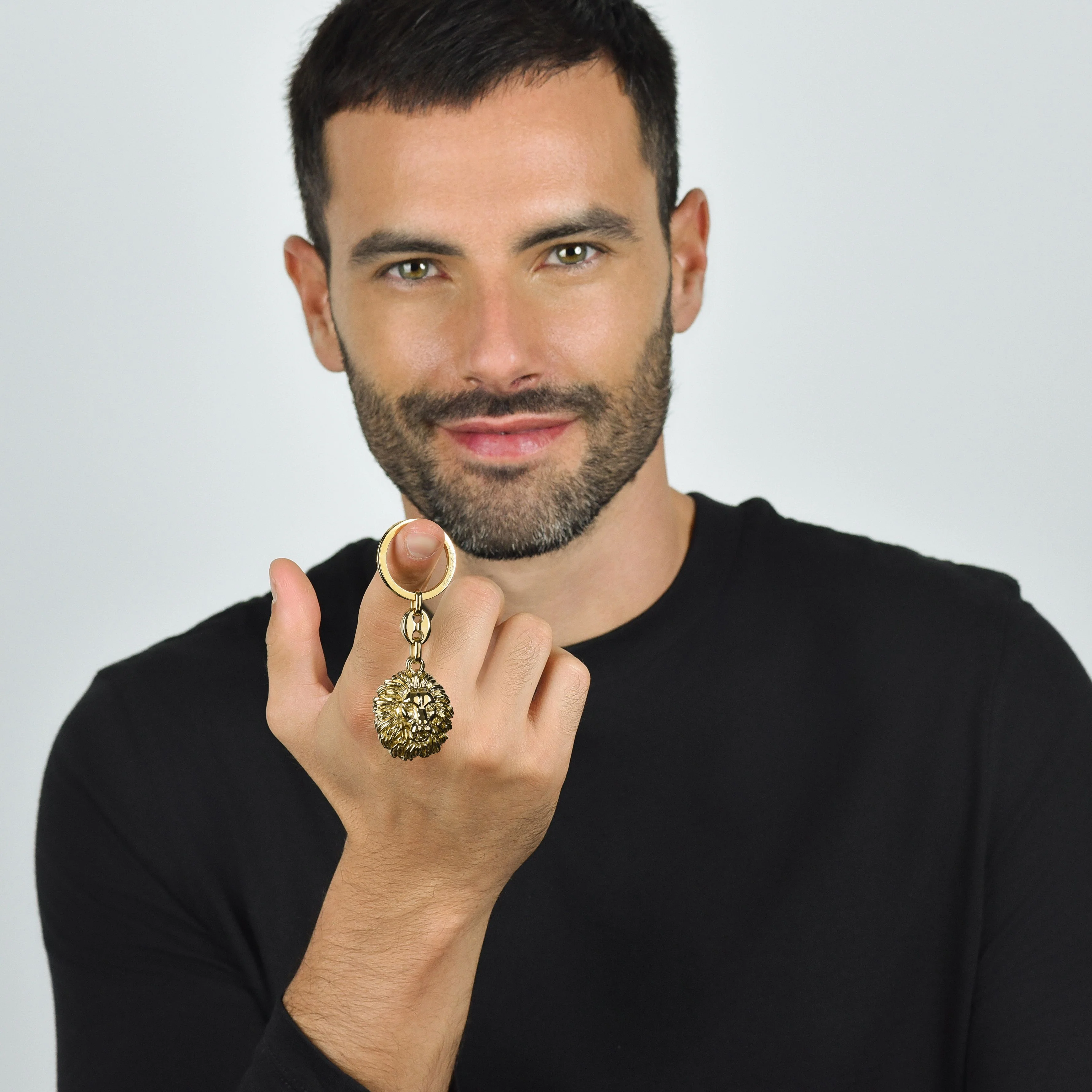 PORTACHIAVI UOMO IN ACCIAIO IP GOLD TESTA DI LEONE - Image 3