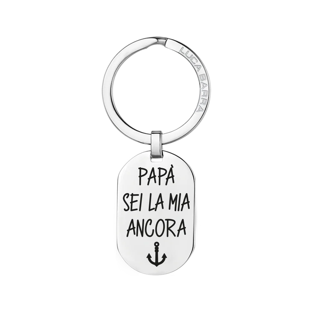 PORTACHIAVI UOMO IN ACCIAIO PAPA' SEI LA MIA ANCORA